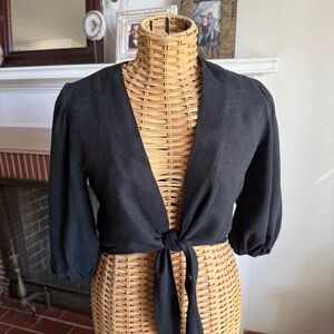 Stillwater Not Alone tie front linen blend festival top XS